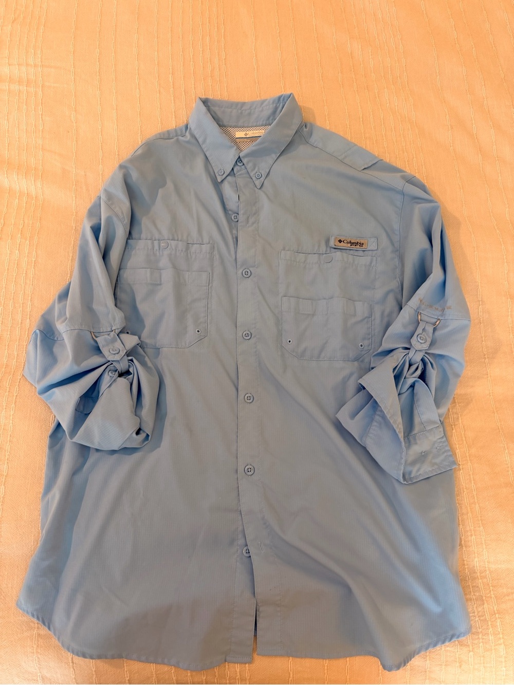 Men’s Large Columbia PFG Blue Fishing Polo